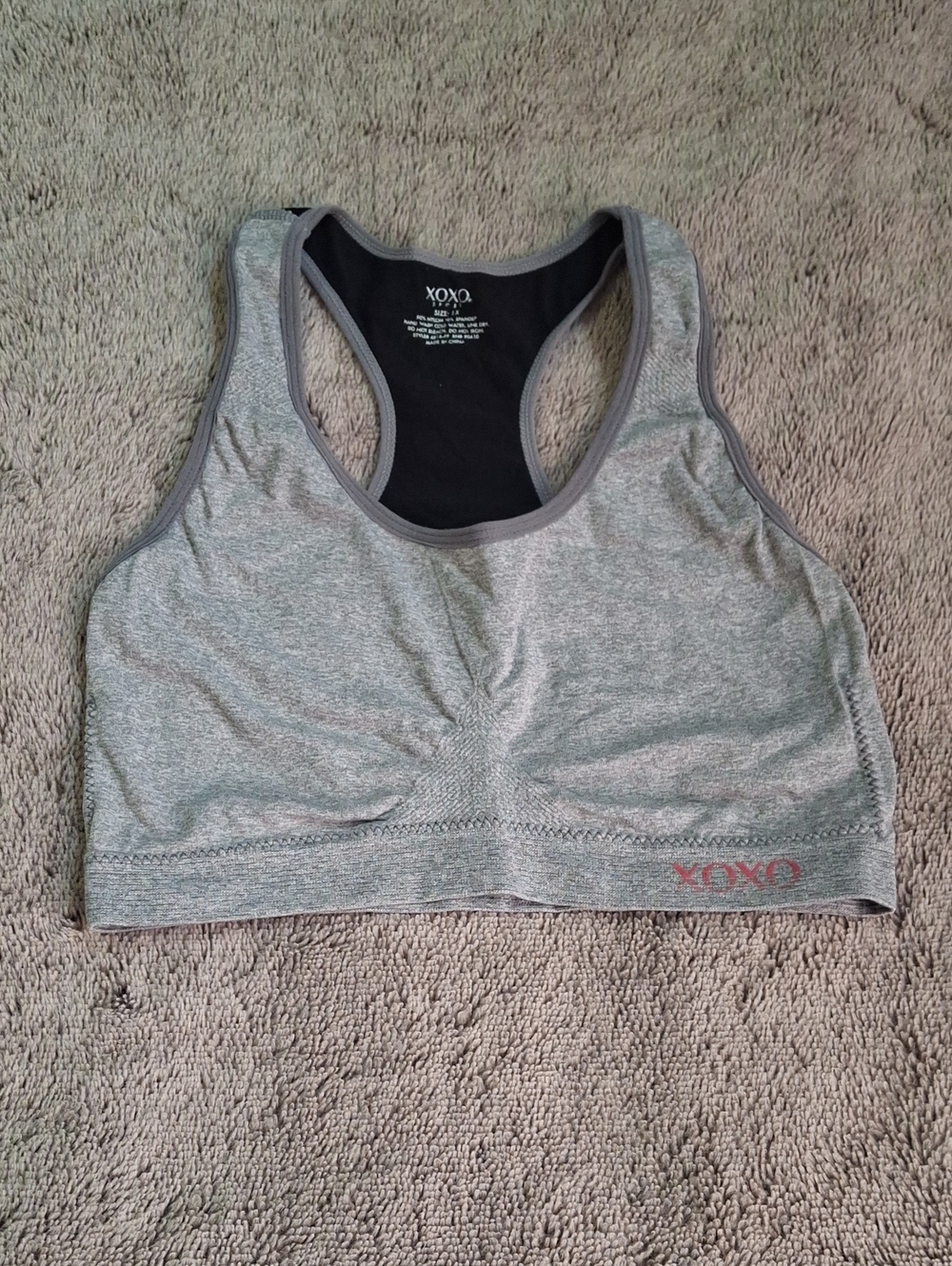 XOXO Grey Racerback Sports Bra